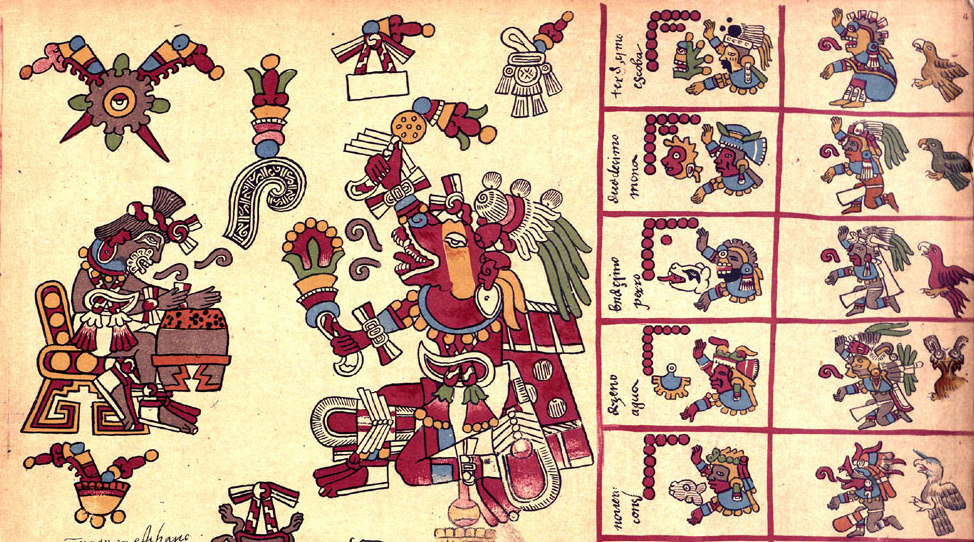Codex Borbonicus. p.4. (detalle). Héctor Cisneros Vázquez. Curso: La palabra y la mímesis.