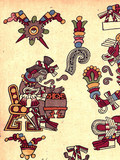 Codex Borbonicus. p.4. (detalle). Héctor Cisneros Vázquez. Curso: La palabra y la mímesis.