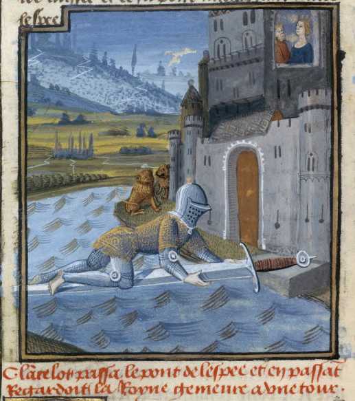 Lancelot passant le pont de l'epée. Taller d'Evrard d'Espinques (c.1470)